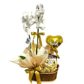 CACHEPÔ COM ORQUIDEA E BALÃO PERSONALIZADO