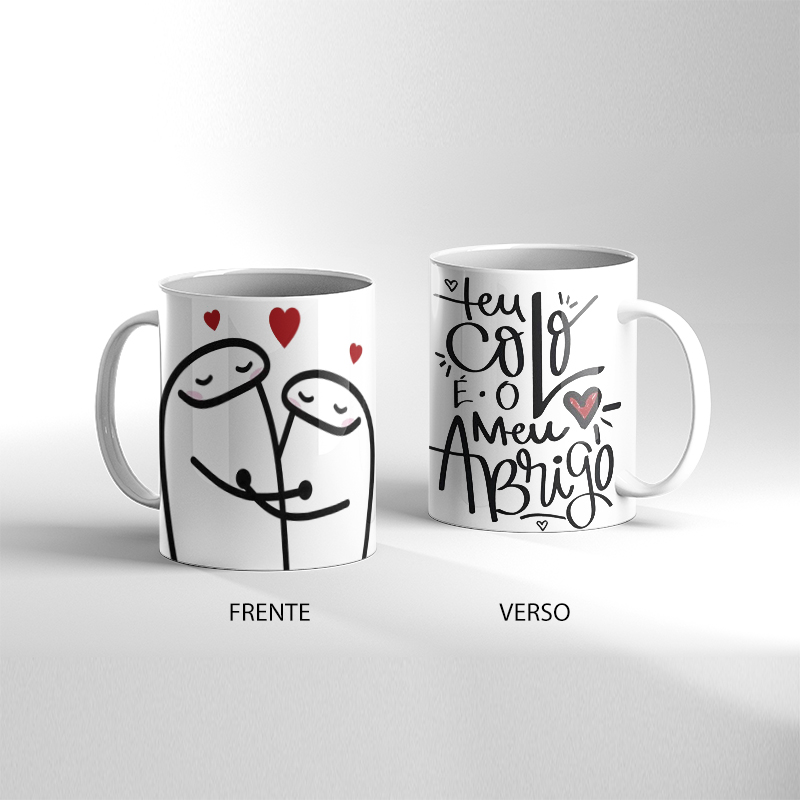 Caneca Presente Da Dos Namorados Flork Meme teu colo é meu abrigo