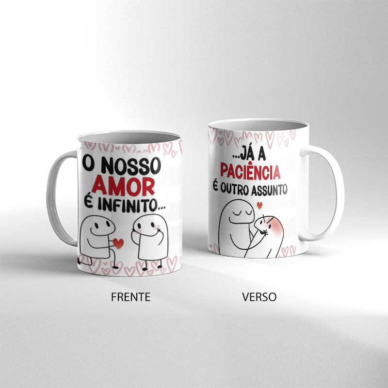 Caneca Presente Da Dos Namorados Flork Meme o nosso amor é infinito