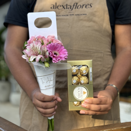 Cone mix tons de rosa & Ferrero Rocher