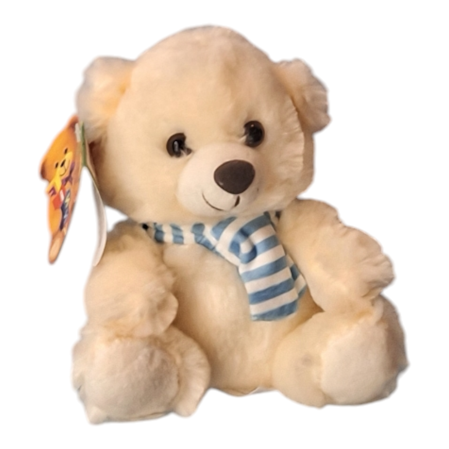 Urso Pelúcia Fizzy branco laço azul