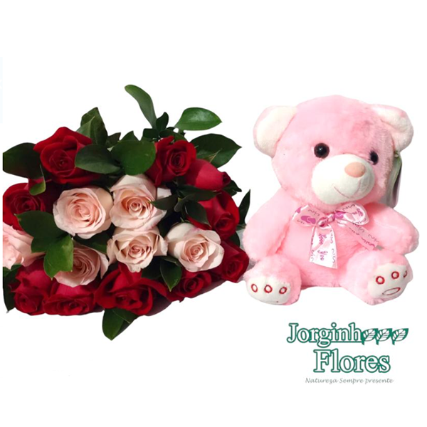 Ramalhete com 20 Rosas + Urso