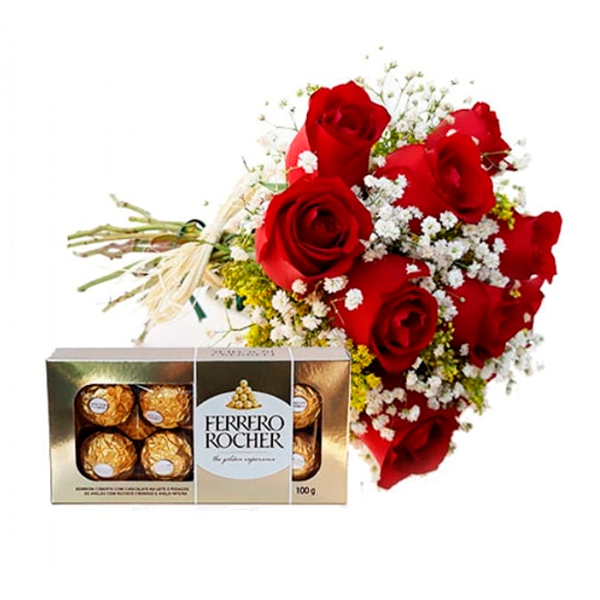 Buquê de rosas com Ferrero Rocher