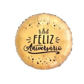 FELIZ ANIVERSARIO DOURADO DE 45CM 